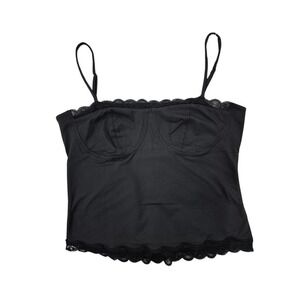 Black Lace Trim Cami Top‎ Bustier Crop Tank Sleeveless Lingerie